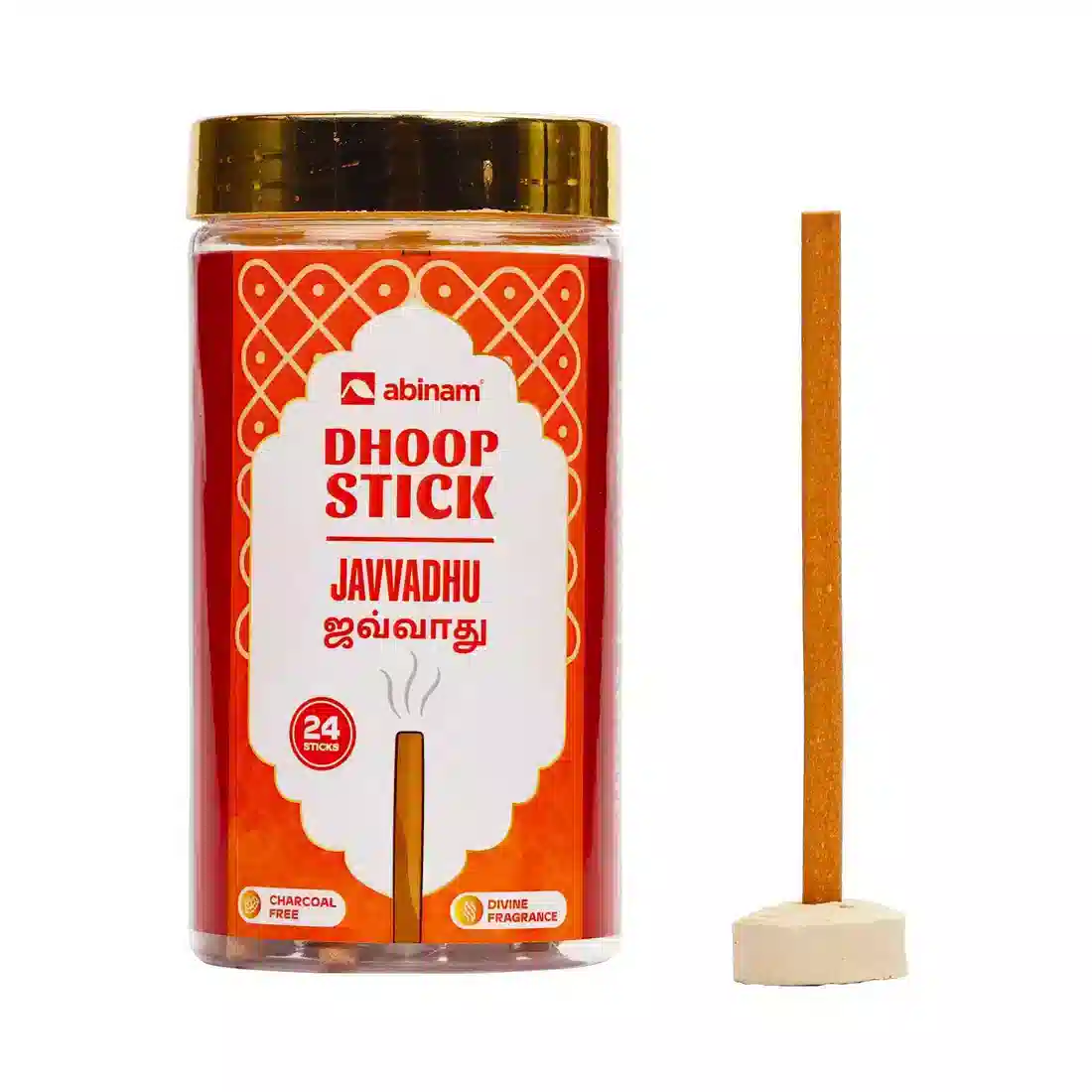 Javvadhu Dhoop Sticks – Bamboo-Free, Charcoal-Free, 24 Sticks | Abinam