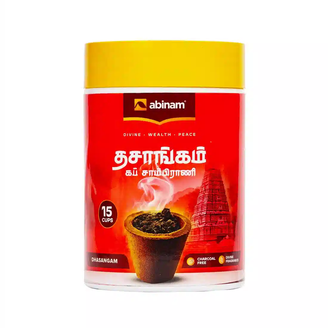Herbal Sambrani Cups – Dhasangam Fragrance, Charcoal-Free, 15 Cups | Abinam