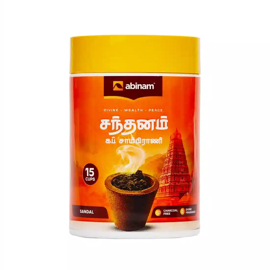 Herbal Sambrani Cups – Sandal Fragrance, Charcoal-Free, 15 Cups | Abinam
